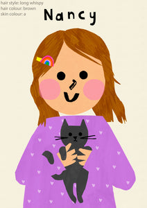 Cat Girl Portrait Print- click to customise!