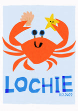 Load image into Gallery viewer, Crab Personalised Name Print (Blue or Pink)
