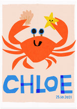 Load image into Gallery viewer, Crab Personalised Name Print (Blue or Pink)
