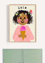 Load image into Gallery viewer, Ice cream Girl with Daisy&#39;s Portrait Print- click to customise!
