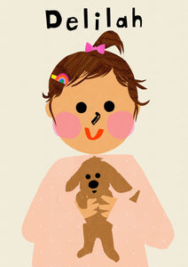 Puppy Girl Portrait Print- click to customise!