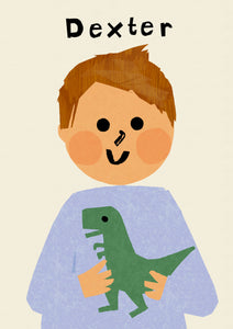 Dino Boy Portrait Print- click to customise!