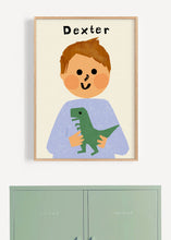 Load image into Gallery viewer, Dino Boy Portrait Print- click to customise!
