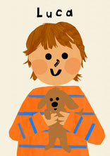 Load image into Gallery viewer, Puppy Boy Portrait Print- click to customise!
