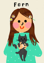 Load image into Gallery viewer, Cat Girl Portrait Print- click to customise!
