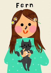 Cat Girl Portrait Print- click to customise!