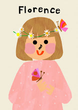 Load image into Gallery viewer, Butterfly Girl Portrait Print- click to customise!
