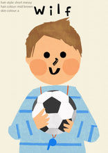 Load image into Gallery viewer, Football Boy Portrait Print- click to customise!
