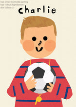 Load image into Gallery viewer, Football Boy Portrait Print- click to customise!
