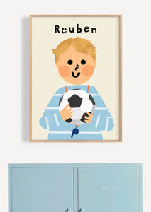 Football Boy Portrait Print- click to customise!