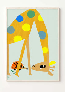 Giraffe & friend Giclee Print