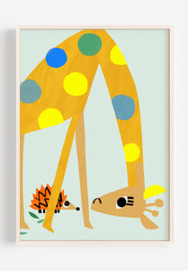 Giraffe & friend Giclee Print