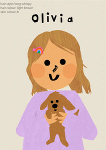 Puppy Girl Portrait Print- click to customise!