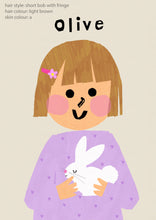 Load image into Gallery viewer, Bunny Girl Portrait Print- click to customise!
