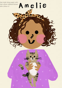 Cat Girl Portrait Print- click to customise!