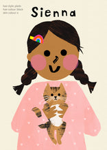 Load image into Gallery viewer, Cat Girl Portrait Print- click to customise!
