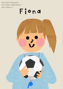 Footie Girl Portrait Print- click to customise!