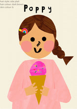 Load image into Gallery viewer, Ice cream Girl Portrait Print- click to customise!
