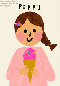 Ice cream Girl Portrait Print- click to customise!