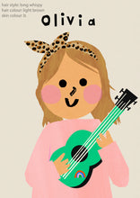 Load image into Gallery viewer, Music Girl Portrait Print- click to customise!
