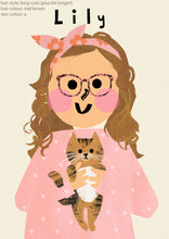 Load image into Gallery viewer, Cat Girl Portrait Print- click to customise!
