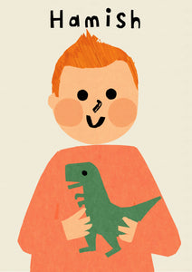 Dino Boy Portrait Print- click to customise!