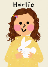 Load image into Gallery viewer, Bunny Girl Portrait Print- click to customise!
