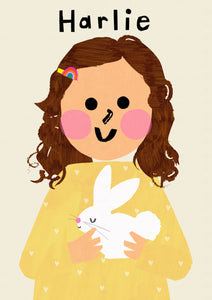 Bunny Girl Portrait Print- click to customise!