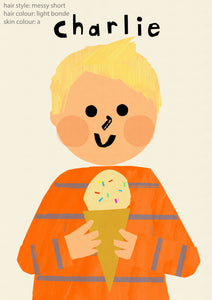 Ice cream Boy Portrait Print- click to customise!
