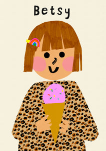 Ice cream Girl Portrait Print- click to customise!