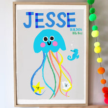 Load image into Gallery viewer, Jellyfish Personalised Name Print (Shell Pink or Soft Grey)
