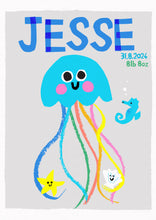 Load image into Gallery viewer, Jellyfish Personalised Name Print (Shell Pink or Soft Grey)
