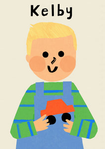 Car Boy Portrait Print- click to customise!