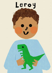 Dino Boy Portrait Print- click to customise!