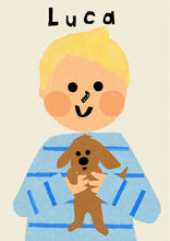 Load image into Gallery viewer, Puppy Boy Portrait Print- click to customise!
