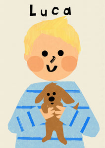 Puppy Boy Portrait Print- click to customise!