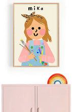 Load image into Gallery viewer, Art Girl Portrait Print- click to customise!
