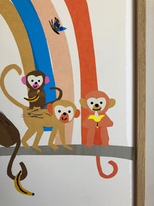 'Life is Golden' Monkeys with Rainbow Art Print