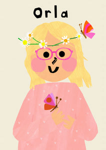 Butterfly Girl Portrait Print- click to customise!