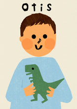 Load image into Gallery viewer, Dino Boy Portrait Print- click to customise!
