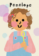 Load image into Gallery viewer, Bubbles Girl Portrait Print- click to customise!
