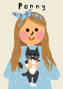 Cat Girl Portrait Print- click to customise!