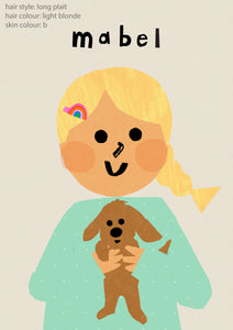 Puppy Girl Portrait Print- click to customise!