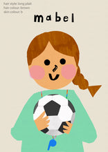 Load image into Gallery viewer, Footie Girl Portrait Print- click to customise!
