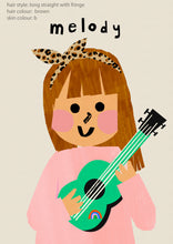 Load image into Gallery viewer, Music Girl Portrait Print- click to customise!
