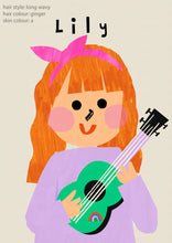 Load image into Gallery viewer, Music Girl Portrait Print- click to customise!
