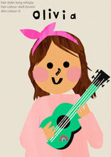 Load image into Gallery viewer, Music Girl Portrait Print- click to customise!
