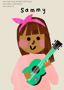 Music Girl Portrait Print- click to customise!