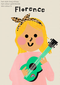 Music Girl Portrait Print- click to customise!