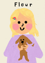 Load image into Gallery viewer, Puppy Girl Portrait Print- click to customise!
